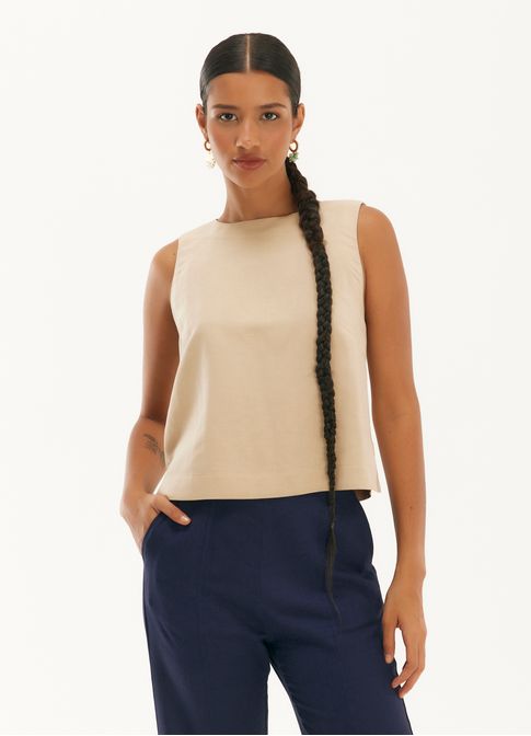 Blusa shell linho mar areia