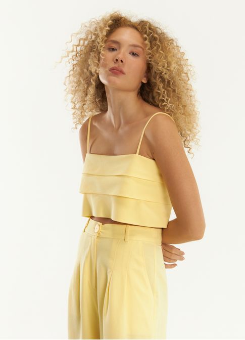 Top linho alfaiataria summer amarelo