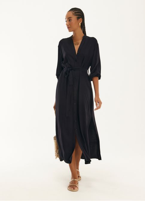 Vestido chemisier viscose pacífico preto