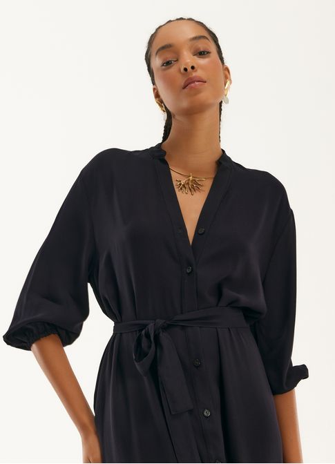Vestido chemisier viscose pacífico preto