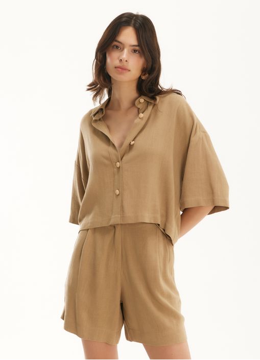 Camisa linho brisa caqui