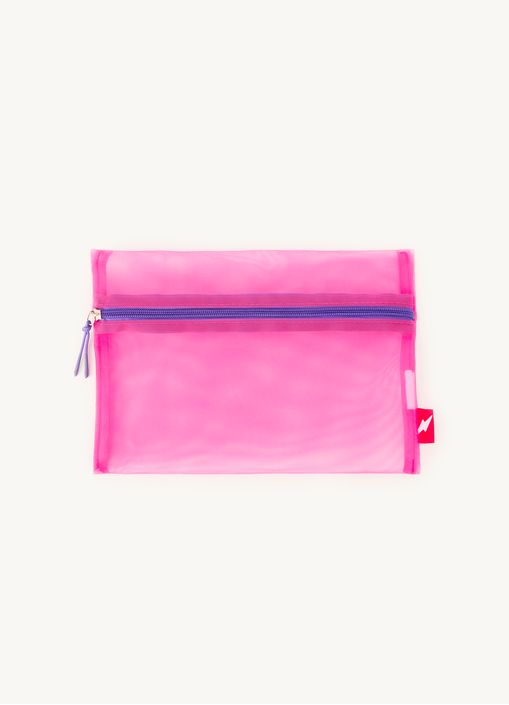 Necessaire nylon color block rosa