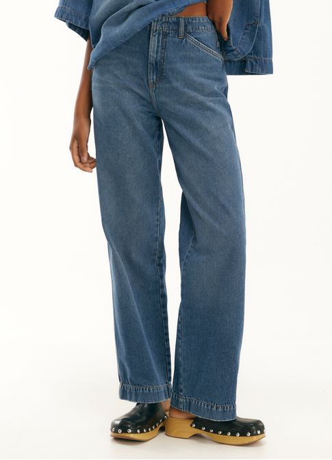 Calça jeans reta alfaiataria jeans