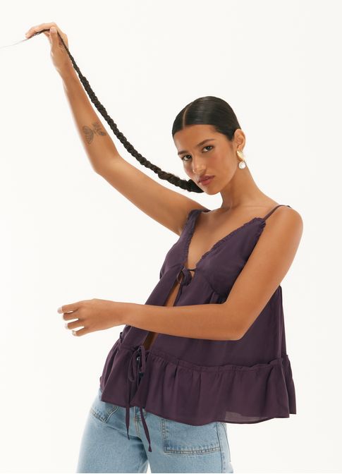Blusa crepe leve roxo