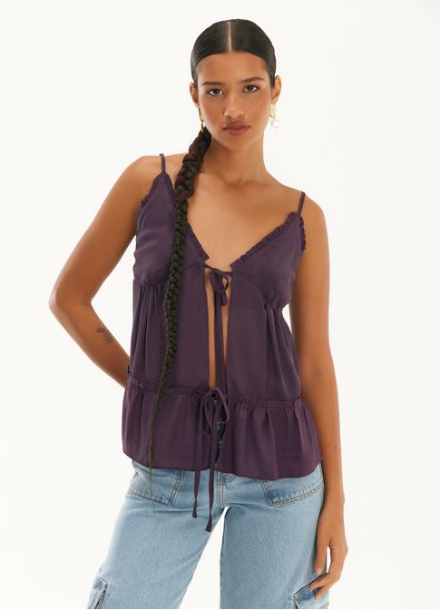 Blusa crepe leve roxo
