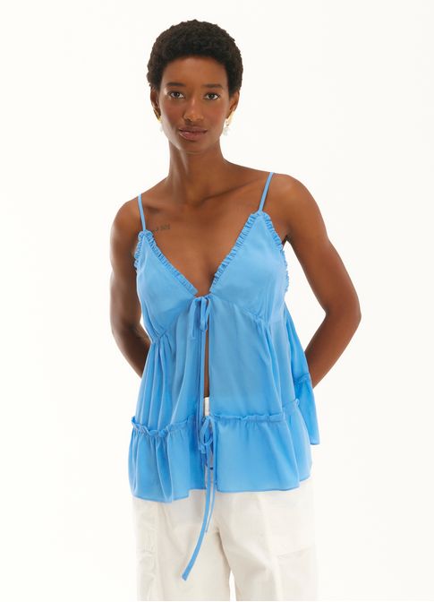 Blusa crepe leve azul