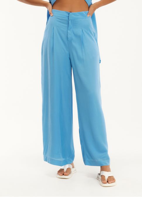 Calça crepe leve azul