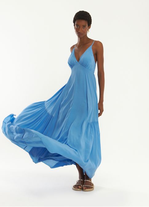 Vestido crepe leve azul