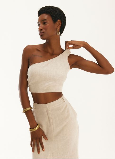 Top linho rustico off white