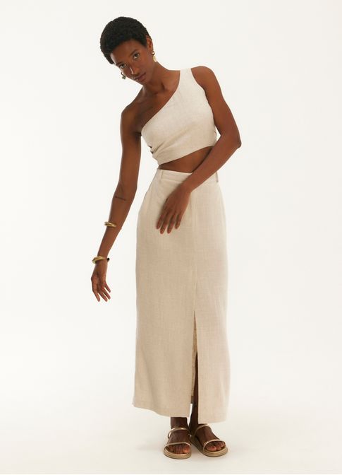 Top linho rustico off white