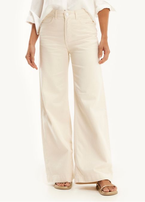 Calça sarja wide leg color areia