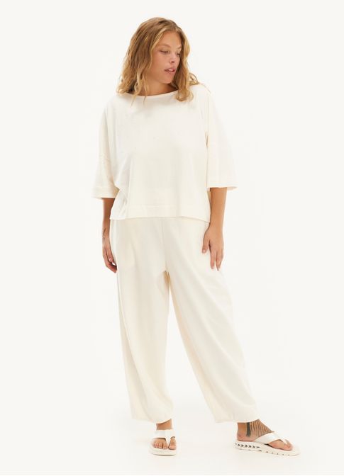 Calça malha crepe off white