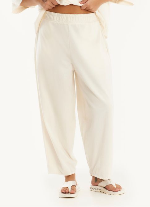 Calça malha crepe off white