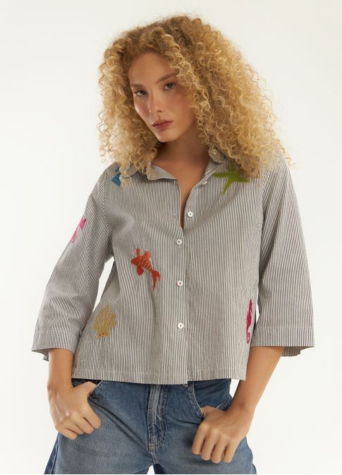 Camisa listra bordado colors