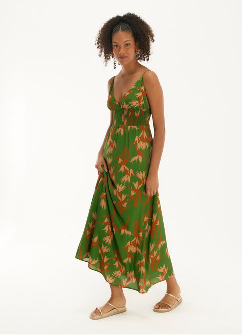 Vestido alça estampado paraíso