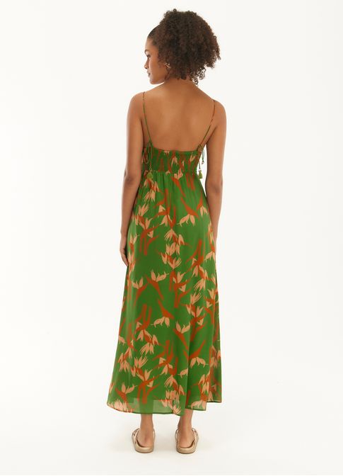 Vestido alça estampado paraíso