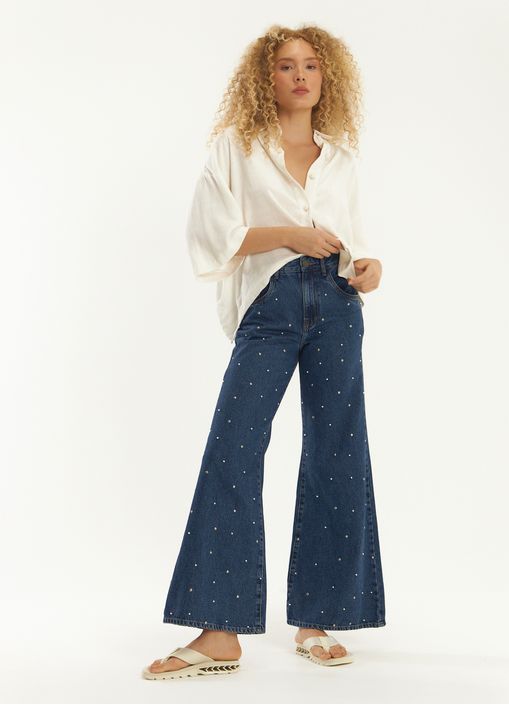 Calça jeans flare pérola jeans