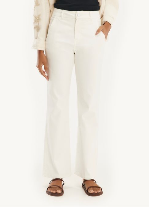 Calça sarja alfaiataria resinada branco