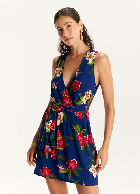 Vestido curto regata estampado caraíva