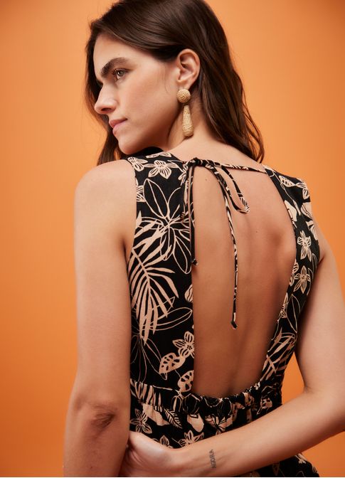Vestido curto estampado sahy preto