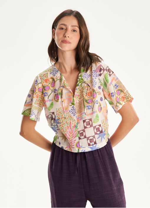 Blusa quadrada estampada lemonade