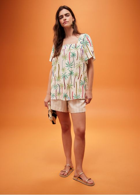 Blusa estampada coqueiral