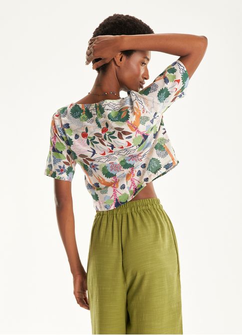 Blusa quadrada estampada fantasia