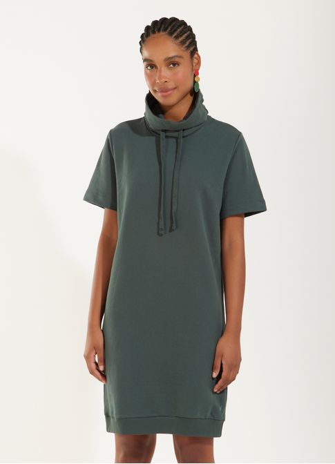 Vestido gola alta moletom verde