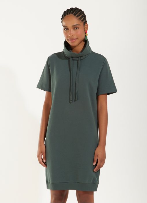 Vestido gola alta moletom verde