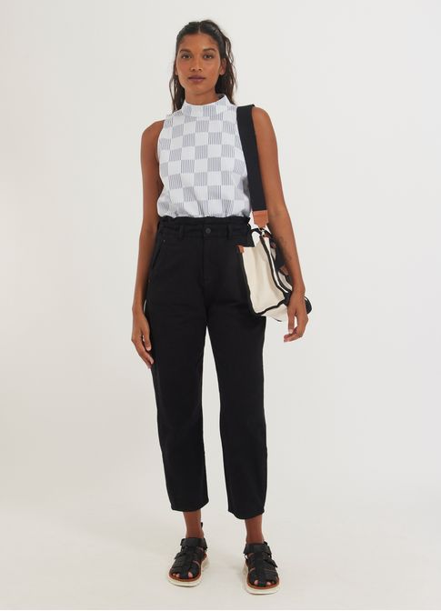 Calça sarja semi baggy preto