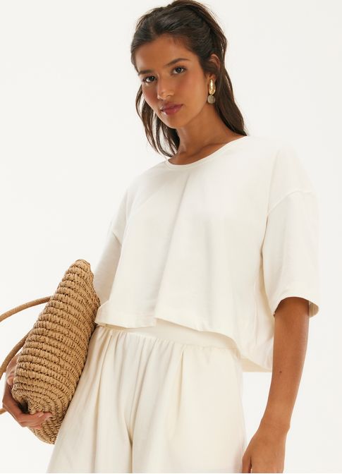 Blusa malha cotton areia