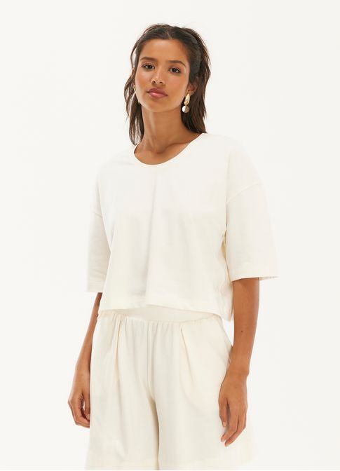 Blusa malha cotton areia