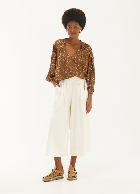 Calca malha cotton areia