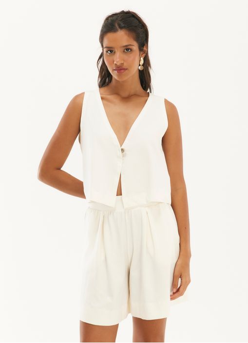 Colete malha cotton areia