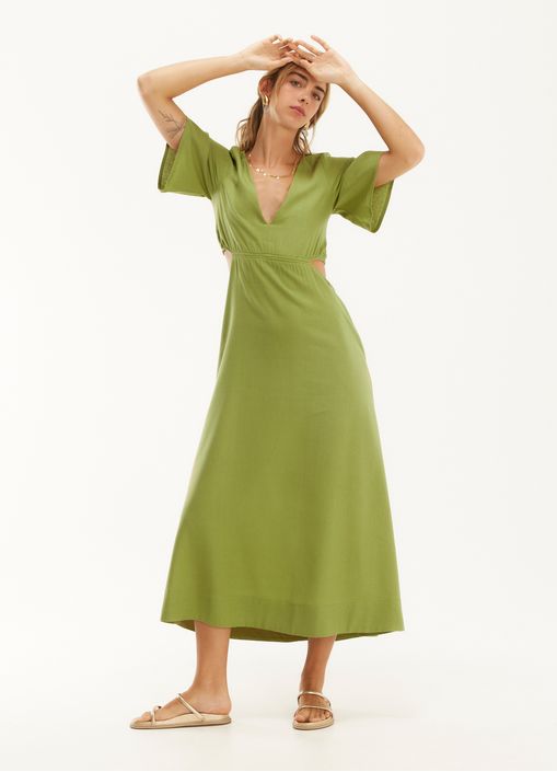 Vestido linho leve verde claro