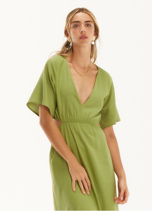 Vestido linho leve verde claro