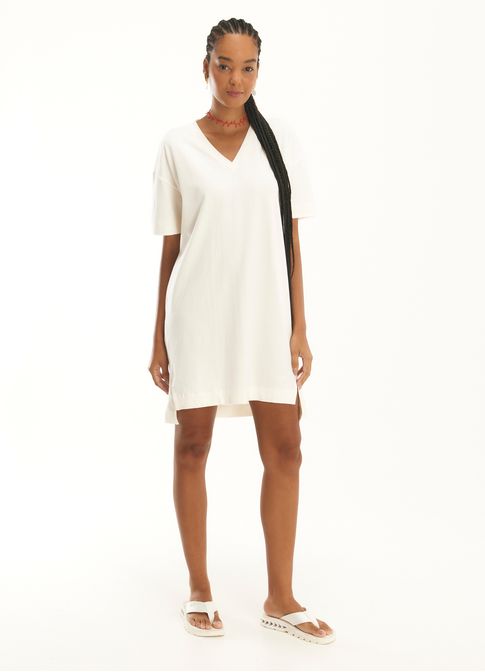 Vestido malha cotton areia