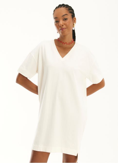 Vestido malha cotton areia