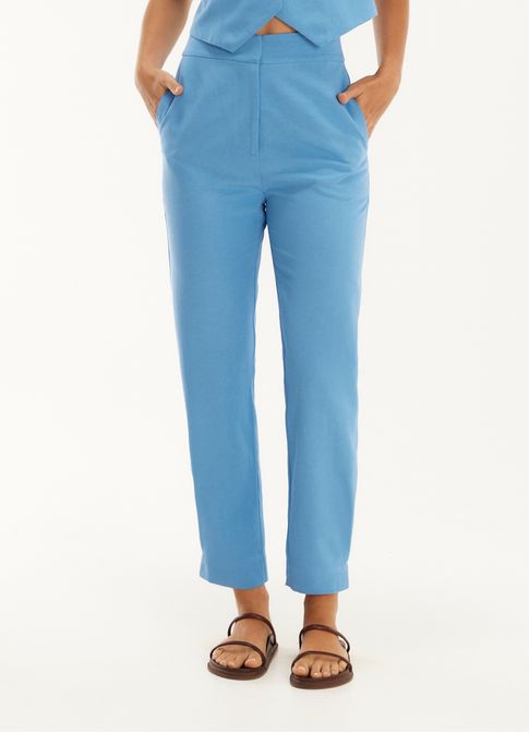 Calça linho mar azul