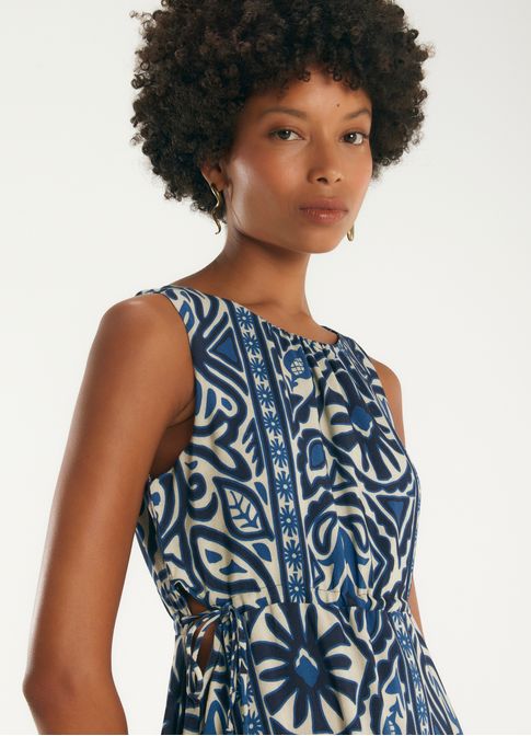 Vestido de linho estampado valência