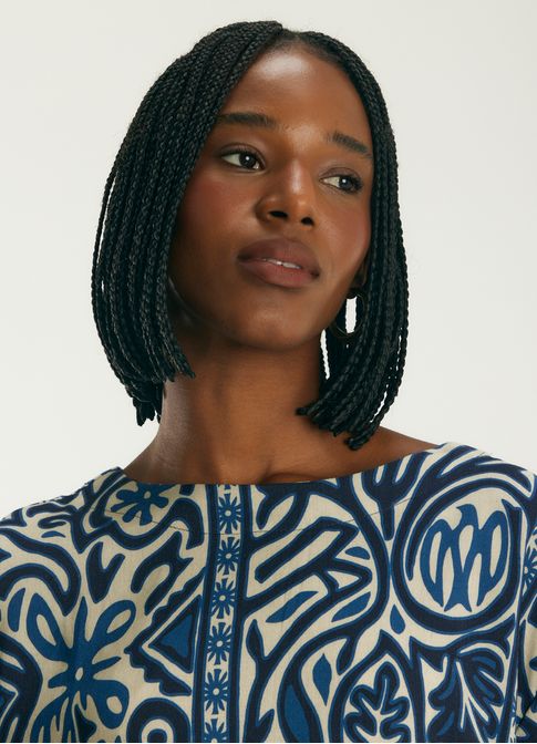 Blusa de linho estampada valência