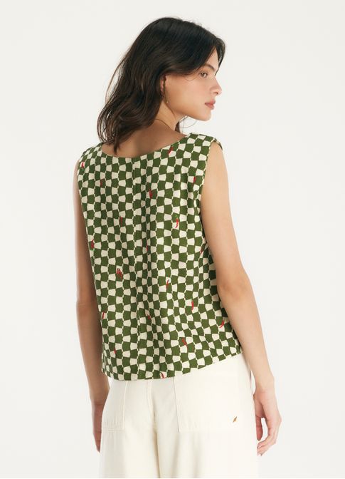 Blusa de linho estampada chilli