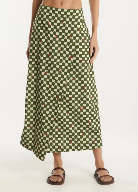 Saia de linho estampada chilli
