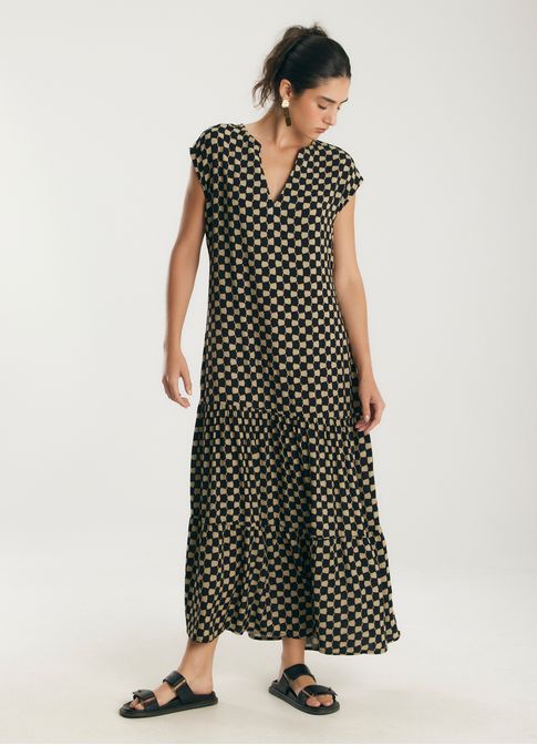 Vestido longo estampado losas