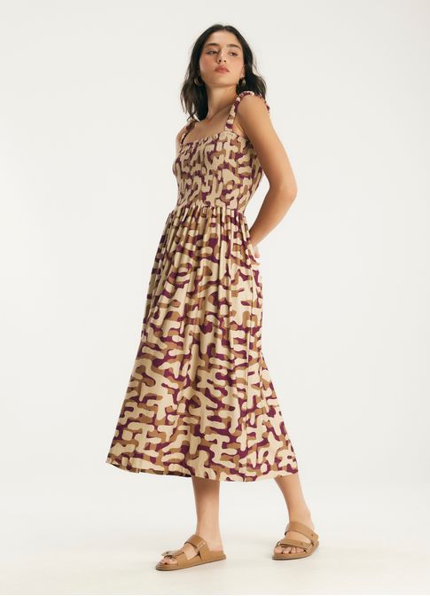 Vestido lastex moletinho estampado sierra
