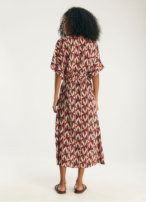 Vestido midi estampado hojas