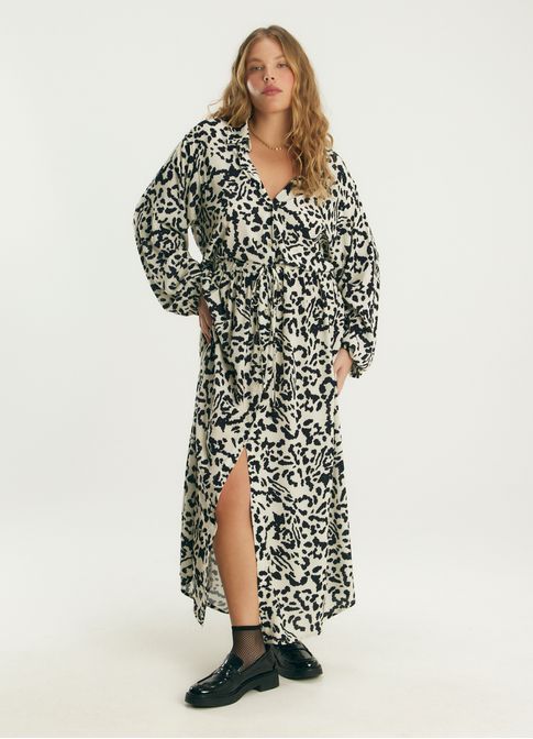 Vestido chemisier estampado onza
