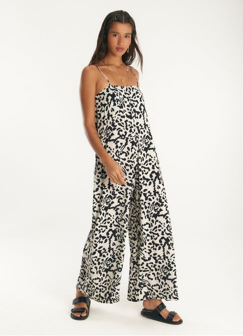 Macacão de alça estampado onza