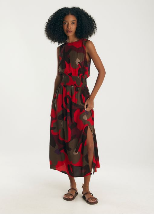 Vestido de crepe midi estampado valentina