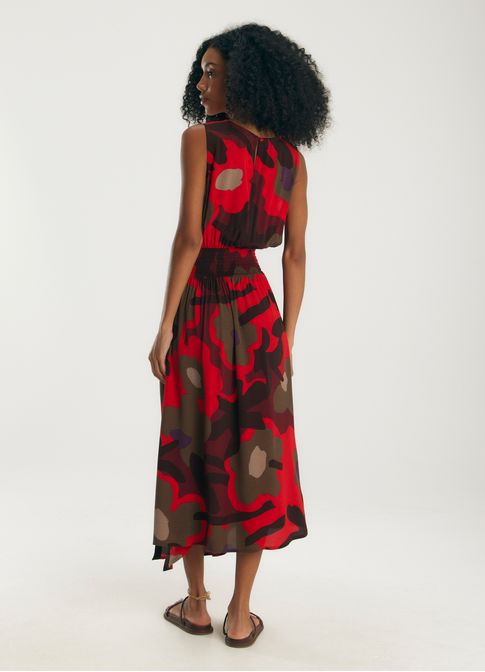 Vestido de crepe midi estampado valentina